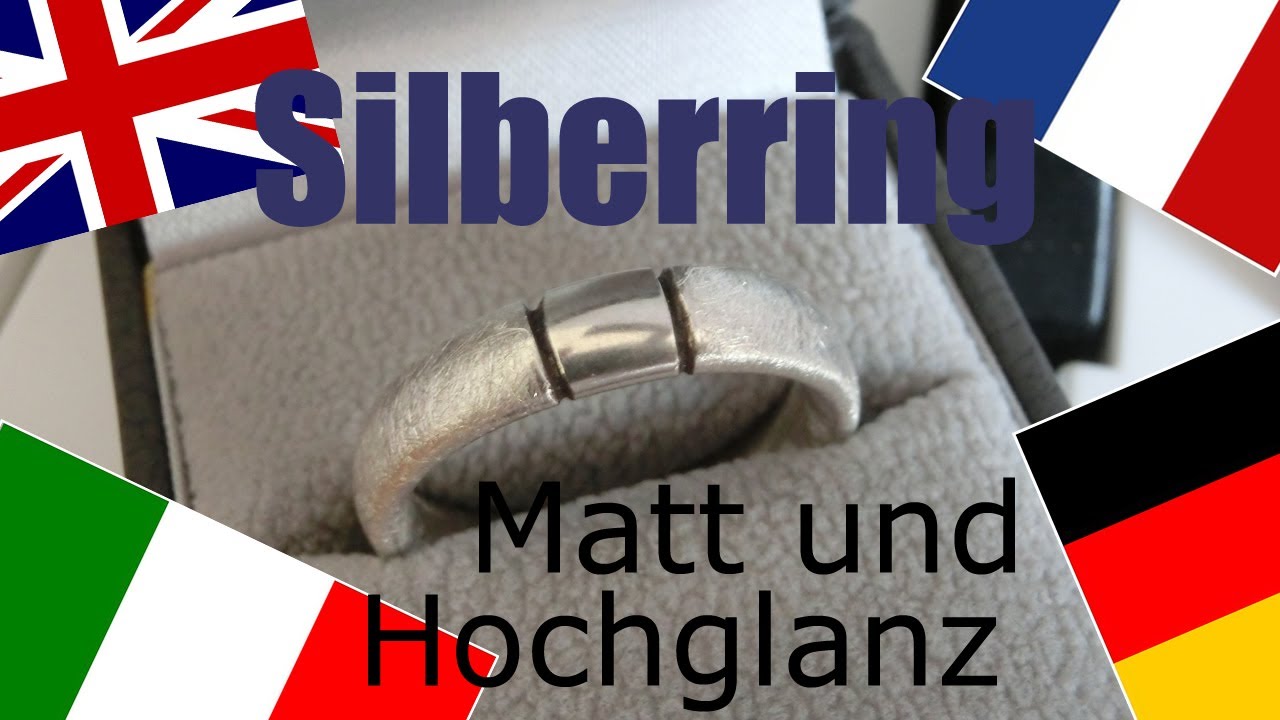 Silberring Hochglanz Seidenmatt vier Sprachen
