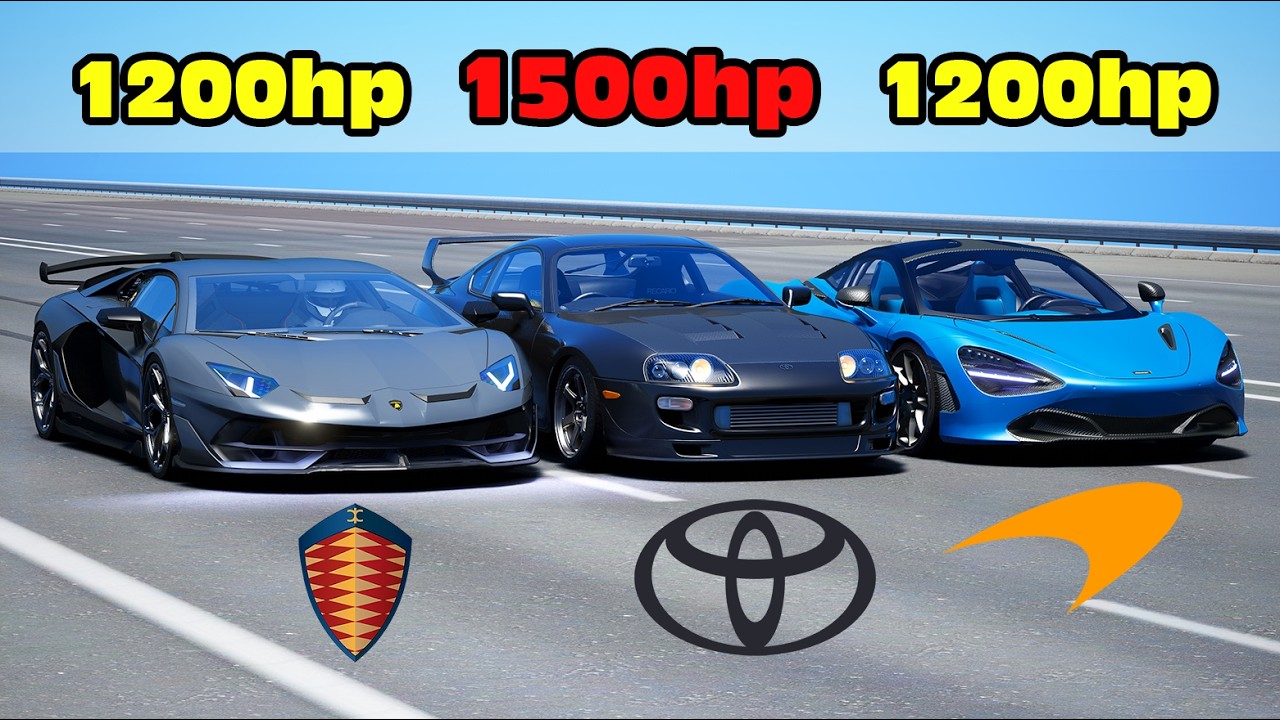 1500HP Toyota Supra vs Lamborghini Aventador SVJ vs McLaren 720s DRAG RACE