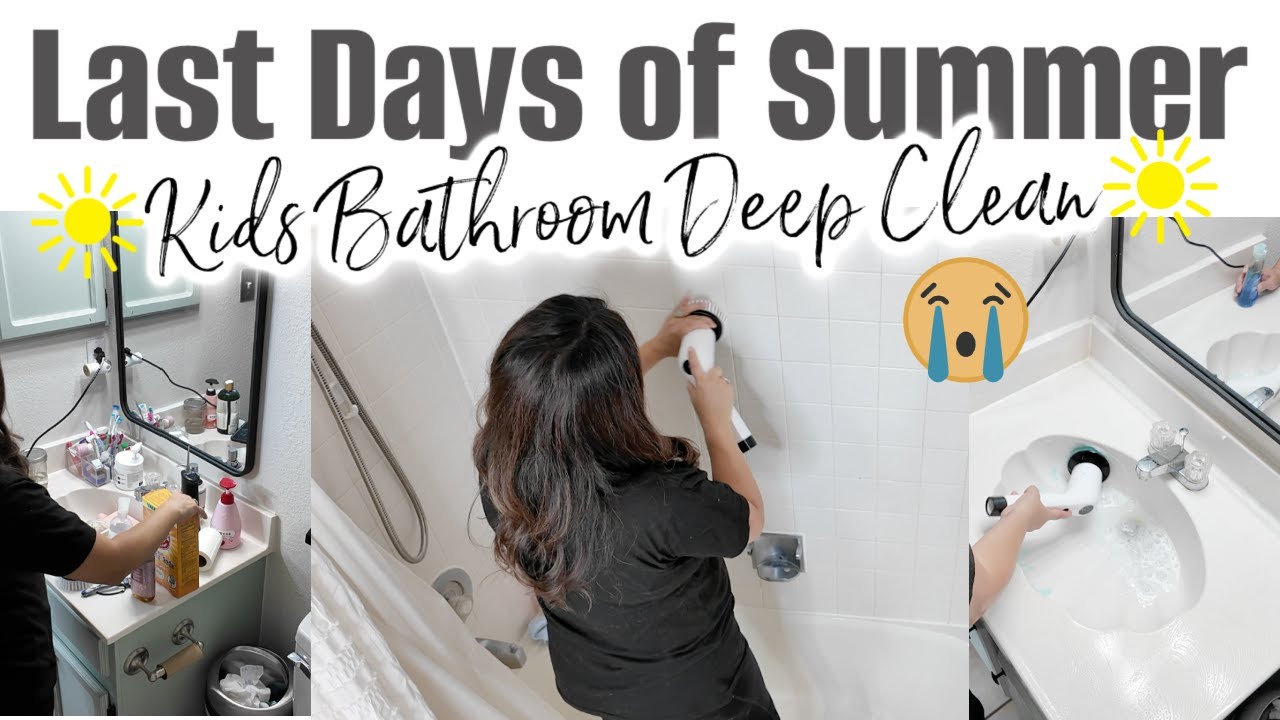 Deep Cleaning My Kids Bathroom with the PUFTEM Spin Scrubber! Busy Mom Cleaning Hack You NEED!