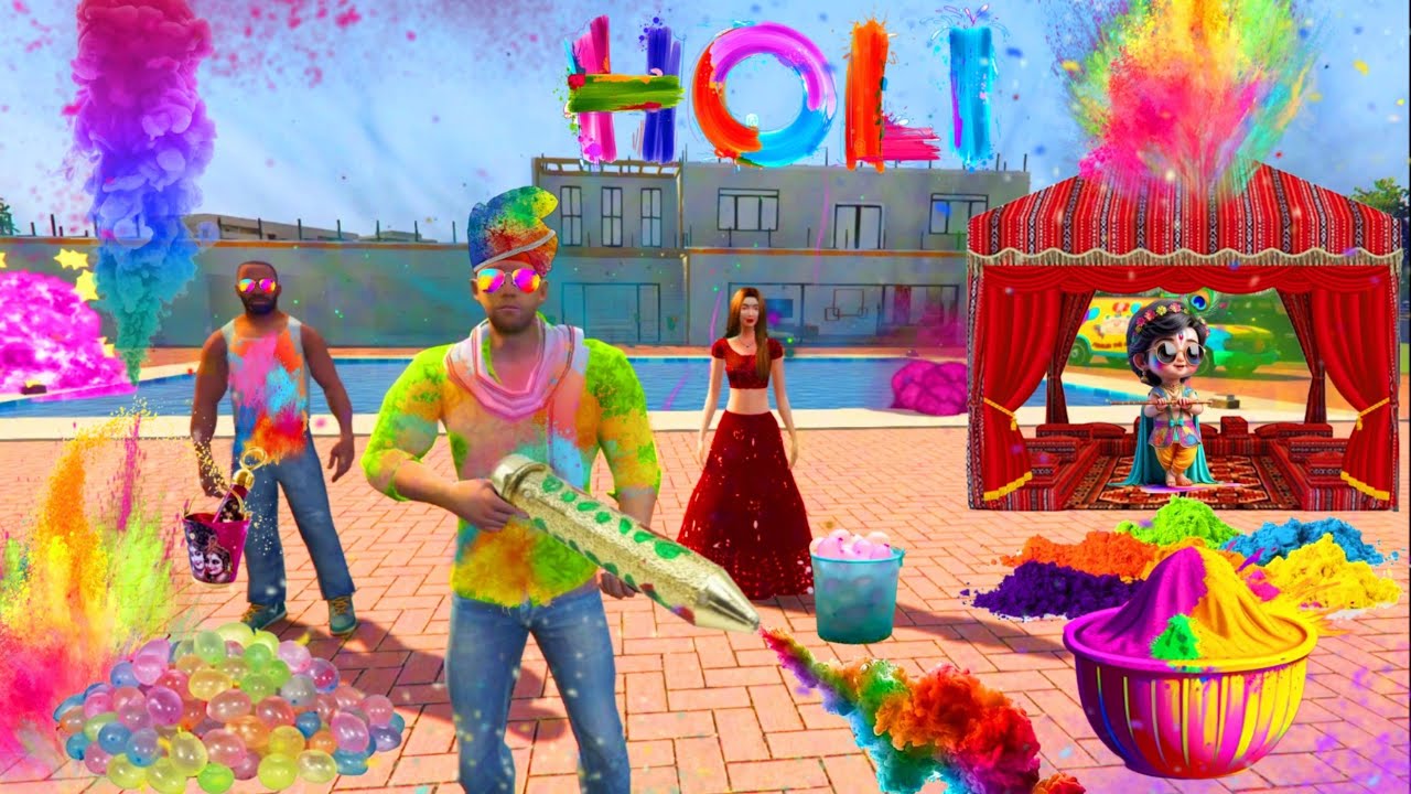 🤯Holi Celebration 🤩! Franklin & Jack Holi Celebrate🥳 In Indian Theft Auto