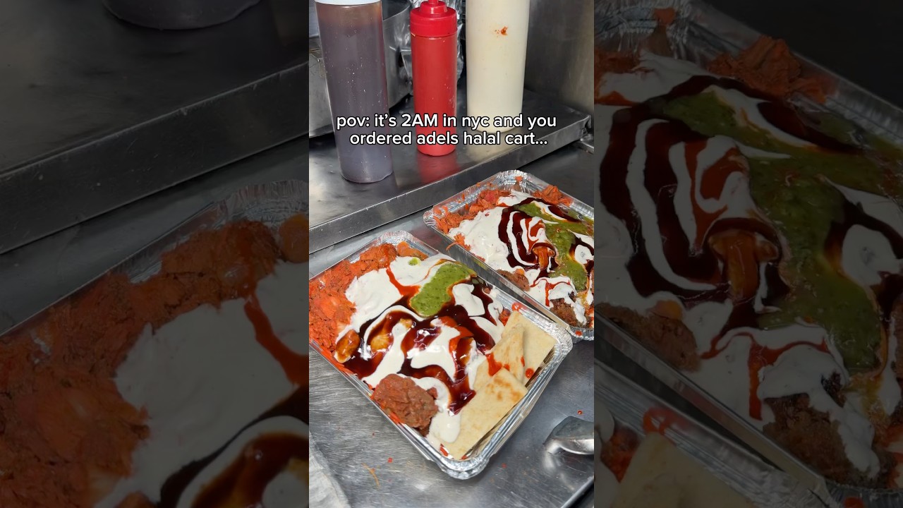 the famous adels halal cart in nyc! #asmr