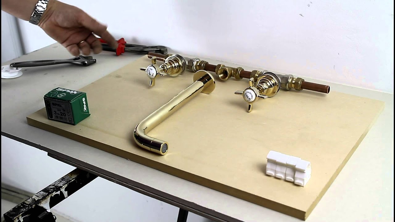 How to fit a 3-piece wall mounted tap