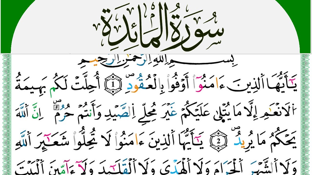 سورة المآئدة مكتوبة محمد سايد Surah Al Maeda  برواية ورش عن نافع من طريق الازرق