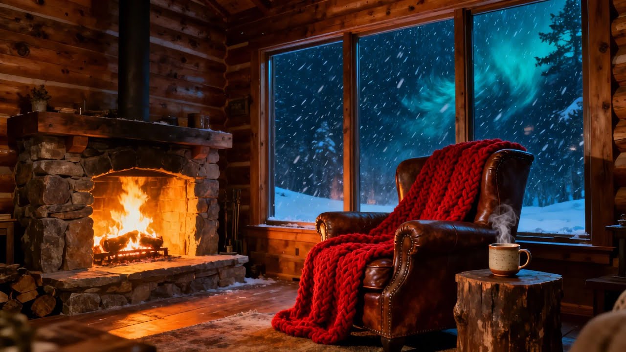 Сильная метель и уютный домик ❄️ Треск камина и мягкий джаз 🎷 Глубокая концентрация
