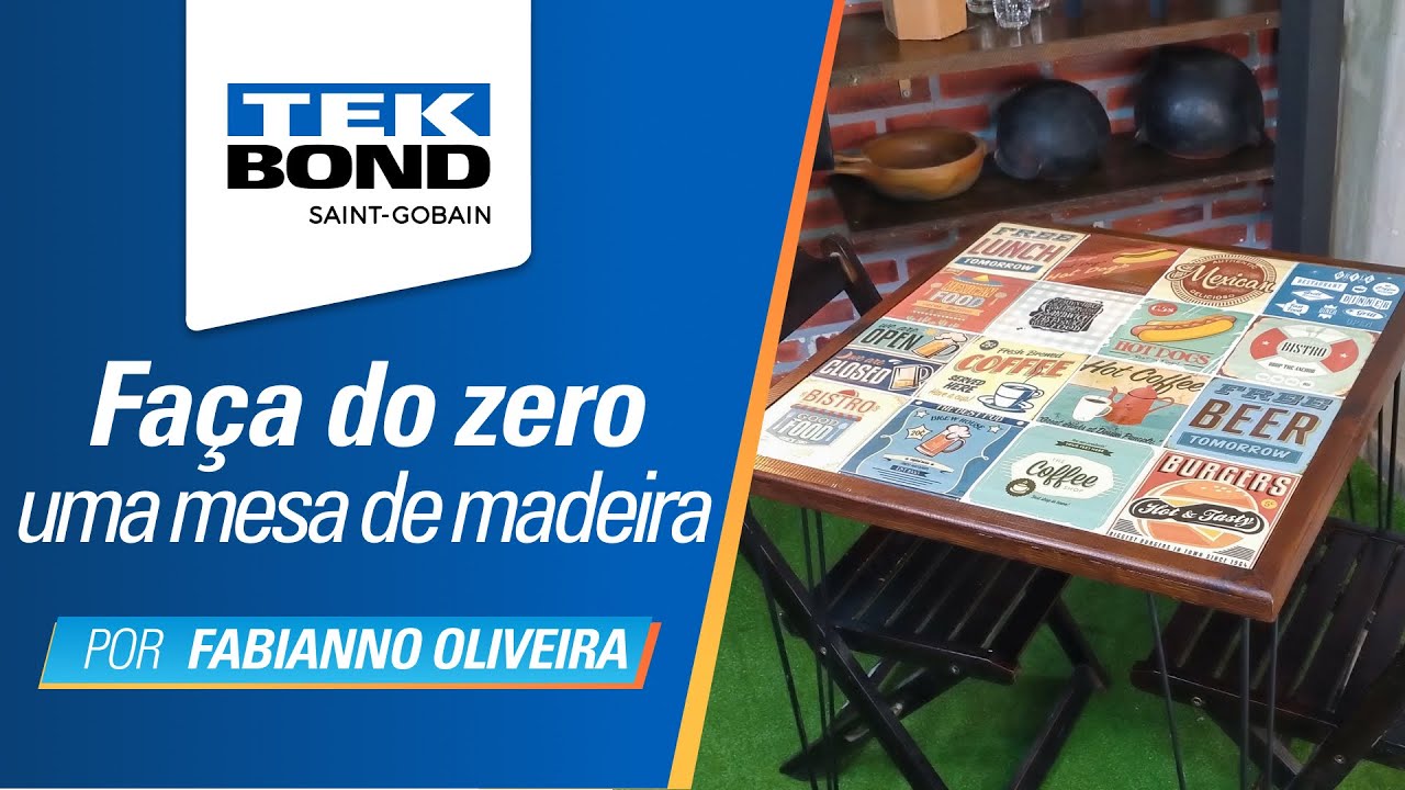 Como fazer uma mesa de madeira com tampo de azulejo | Fabianno Oliveira