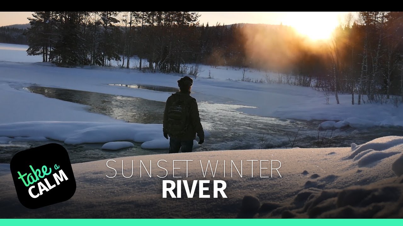 Sunset Winter River - Chill on a swedish river while playing smooth ambient music in the background