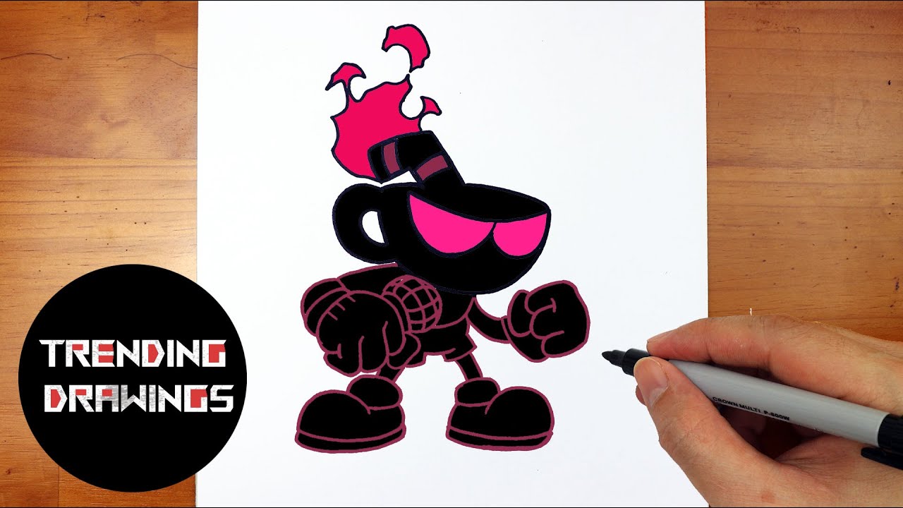 How To Draw FNF MOD Character - Devil's Gambit Cuphead Easy Step by Step