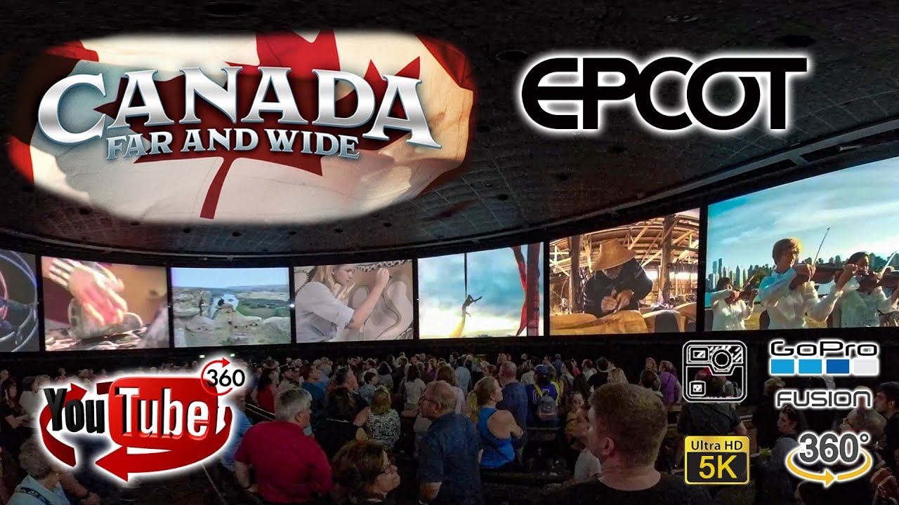 VR 360 5K Canada Far and Wide in Circle Vision 360 at Epcot Walt Disney World Complete Opening Day