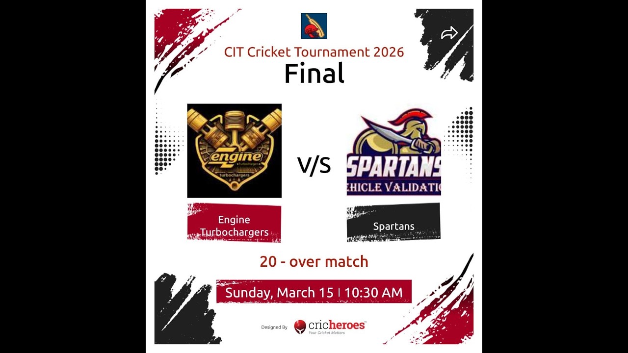 🔴LIVE : || CIT ||  FINAL || ENGINE TURBOCHARGERS v/s SPARTANS#srsportslive #cricket