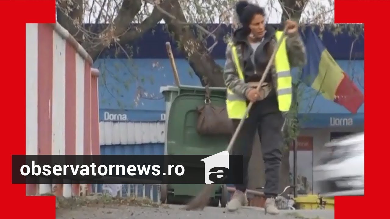 Curățenie stradală cu mături din nuiele