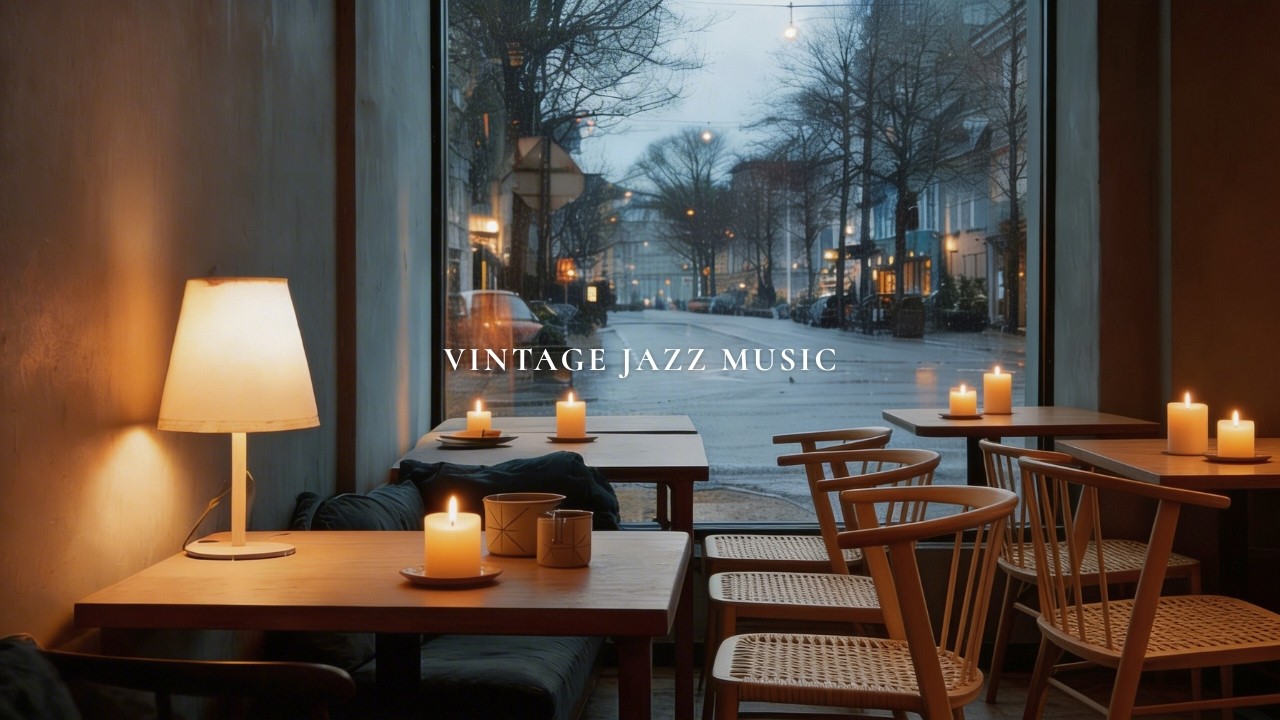 A small candlelit cafe in a snowy town | Cozy Winter Jazz Playlist