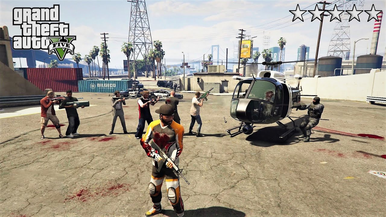 GTA 5 - Franklin And Friends FIVE STAR COP BATTLE/ESCAPE! (GTA V Funny Moments)
