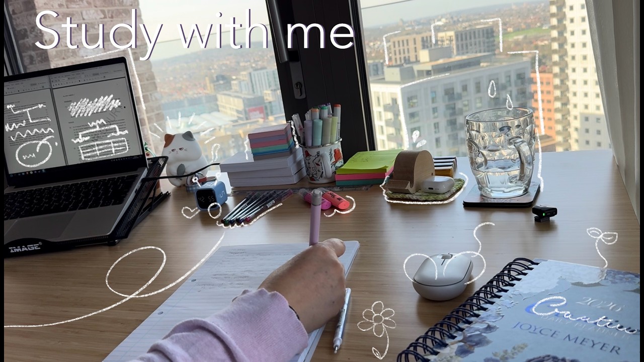 1 HOUR Study With Me | Midday Study Session | Background Noise | 10 Minute Break | Crochet