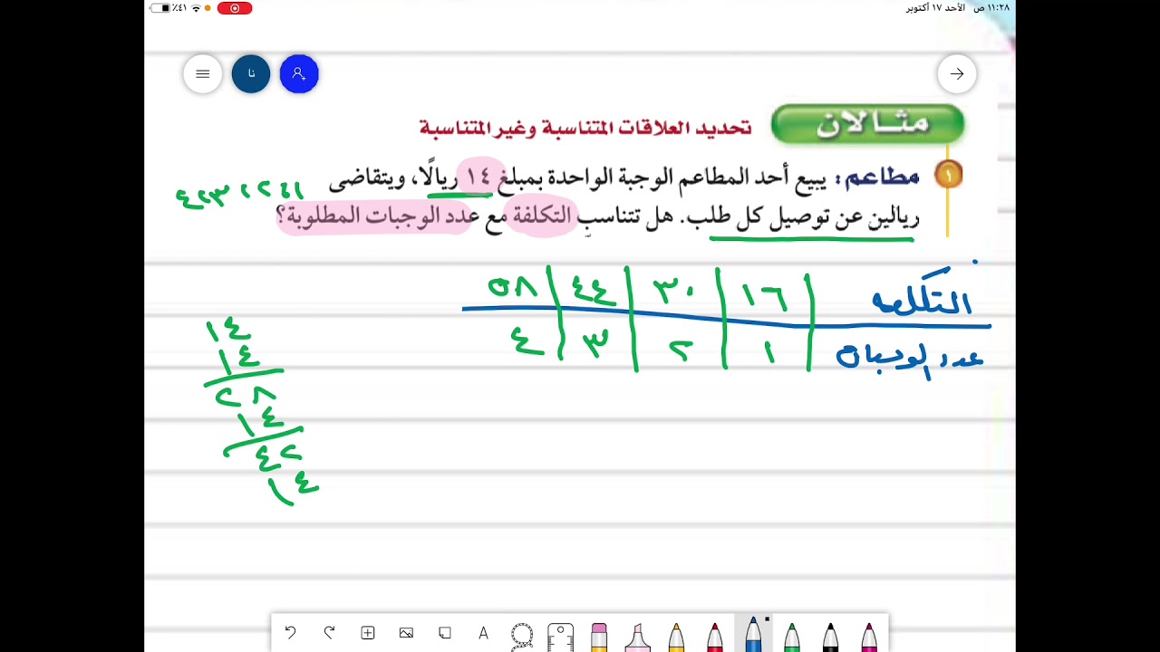 العلاقات المتناسبة وغير المتناسبة ( رياضيات ثاني متوسط الفصل الدراسي الأول )