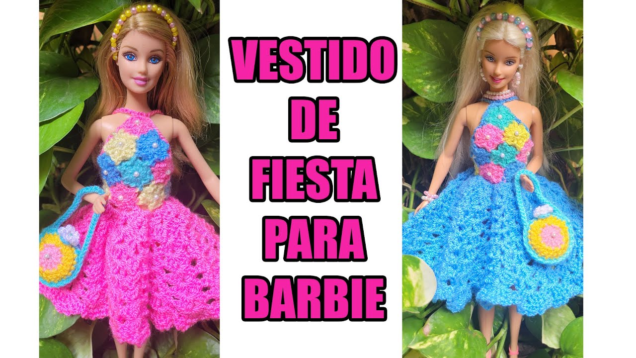 VESTIDO DE FIESTA PARA MUÑECA BARBIE TEJIDO A CROCHET (PASO A PASO)