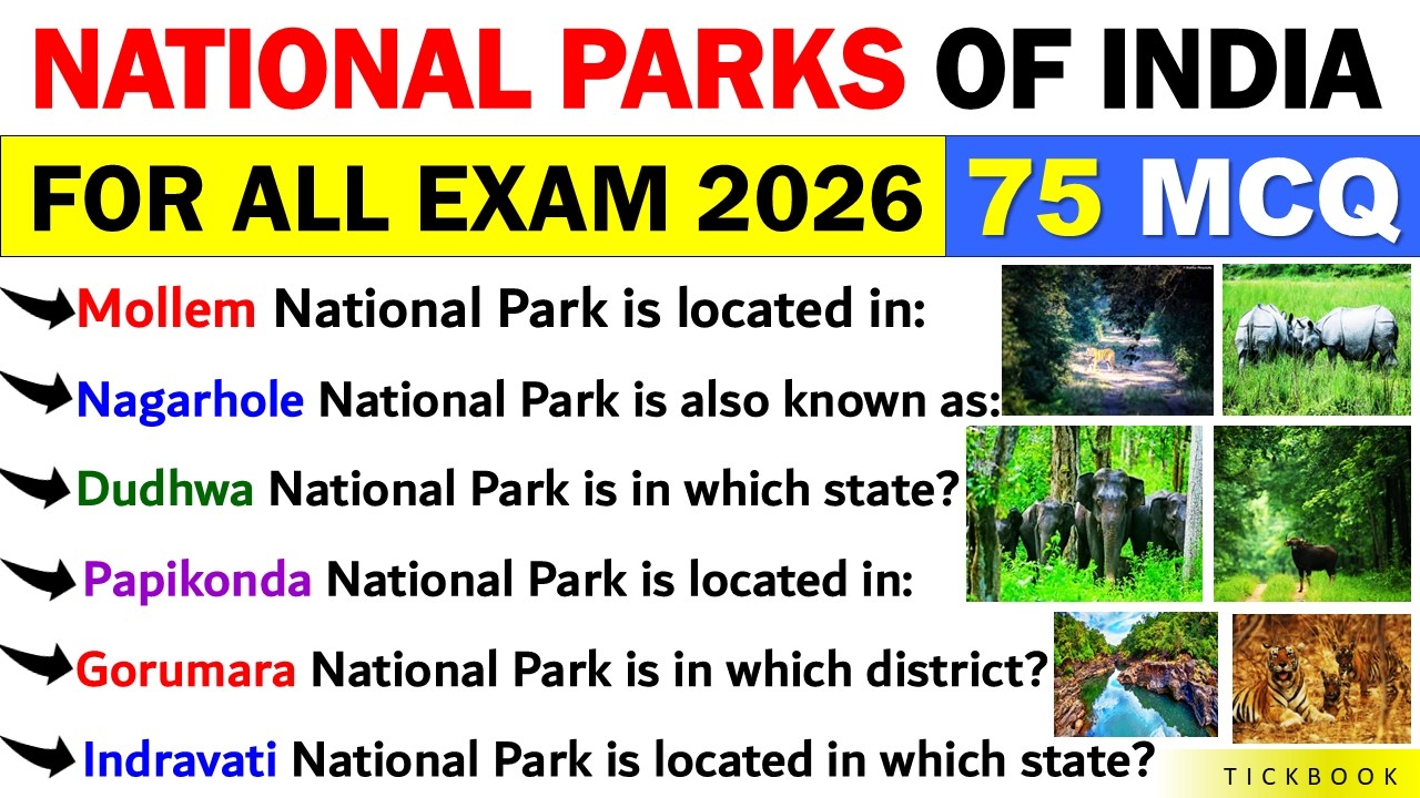 75 Most Important National Parks MCQ🔥| Indian Geography Top GK | Bharat Ke Rashtriya Udyan Question