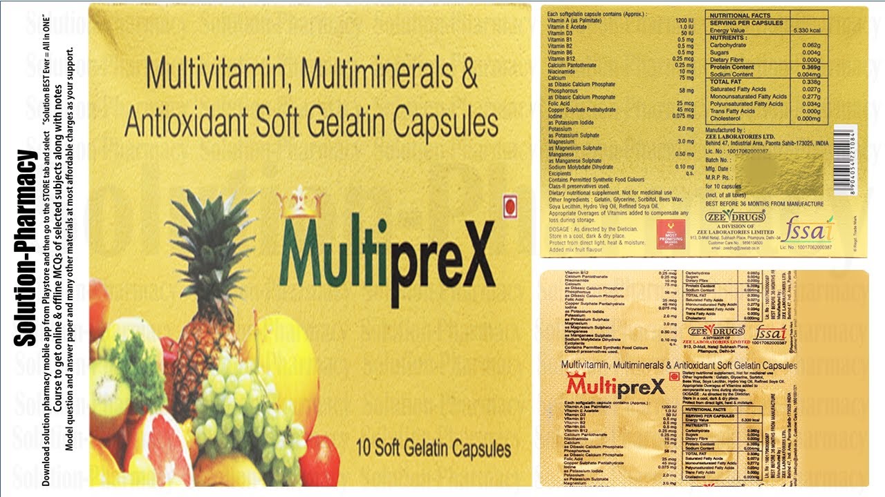 Multiprex Capsule | Multivitamin, Multi Minerals ,Antioxidants | Nutraceuticals + Health Supplement