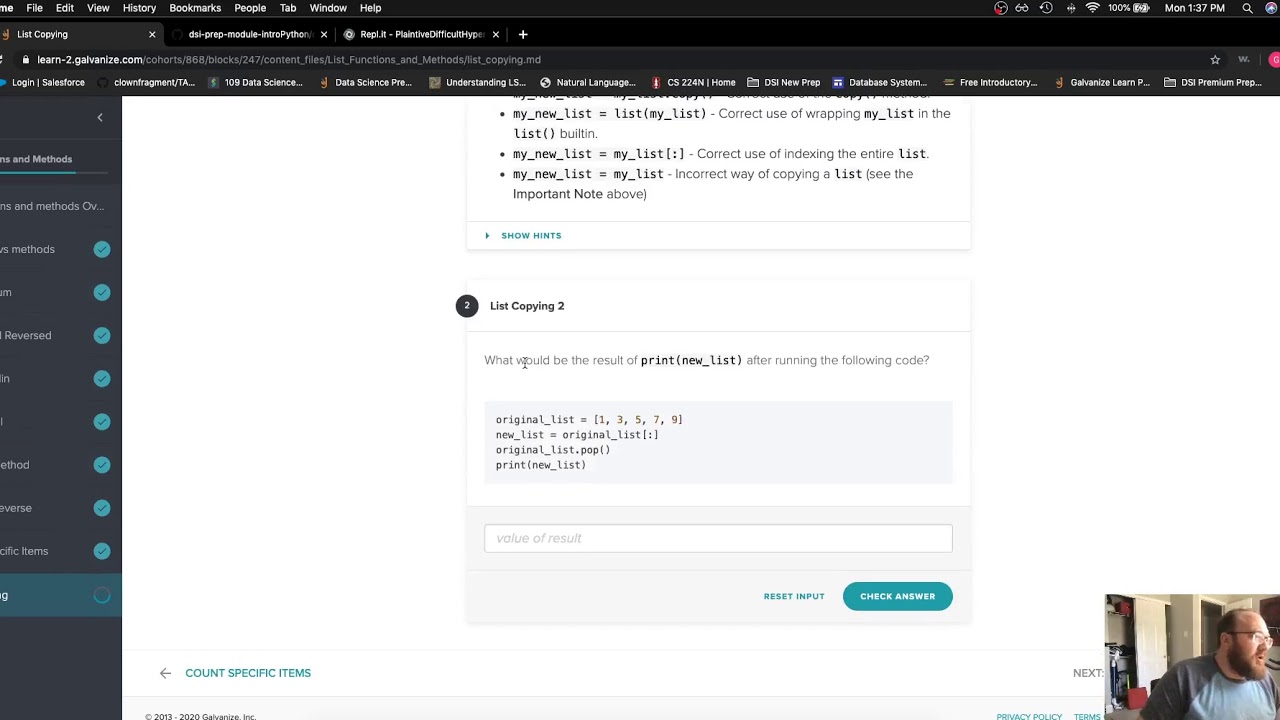 Python List Functions and Methods - the .copy() method - Challenges #1 and #2