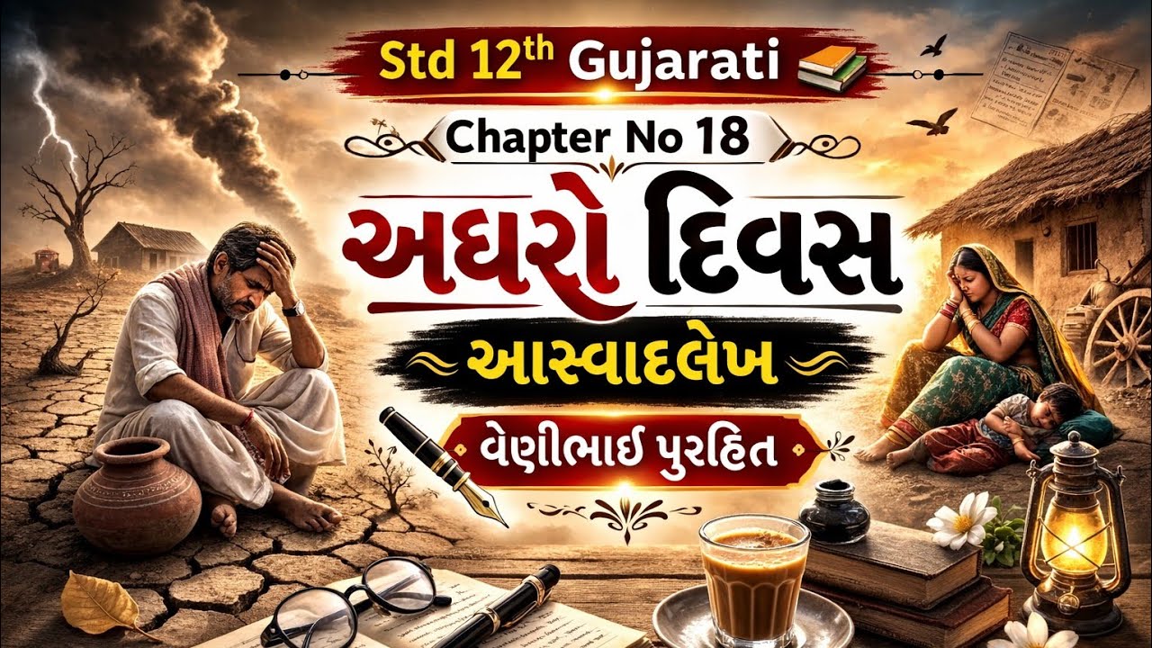 Std 12th Gujarati | chapter no 18 અઘરો દિવસ | આસ્વાદલેખ |વેણીભાઈ પુરહિત | Dayaram |  Agharo Divas 