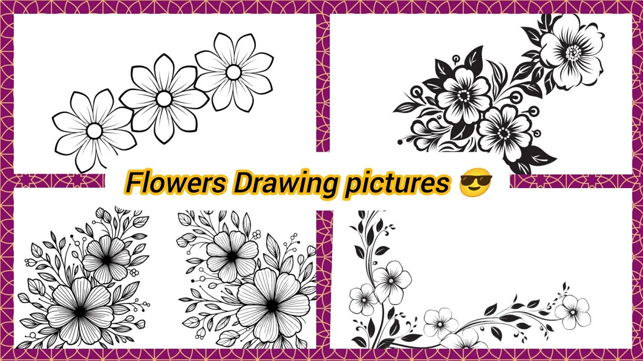 Flowers Drawing pictures 🌺|New drawing ideas💡|beautiful pictures of flowers drawing@UKarts786