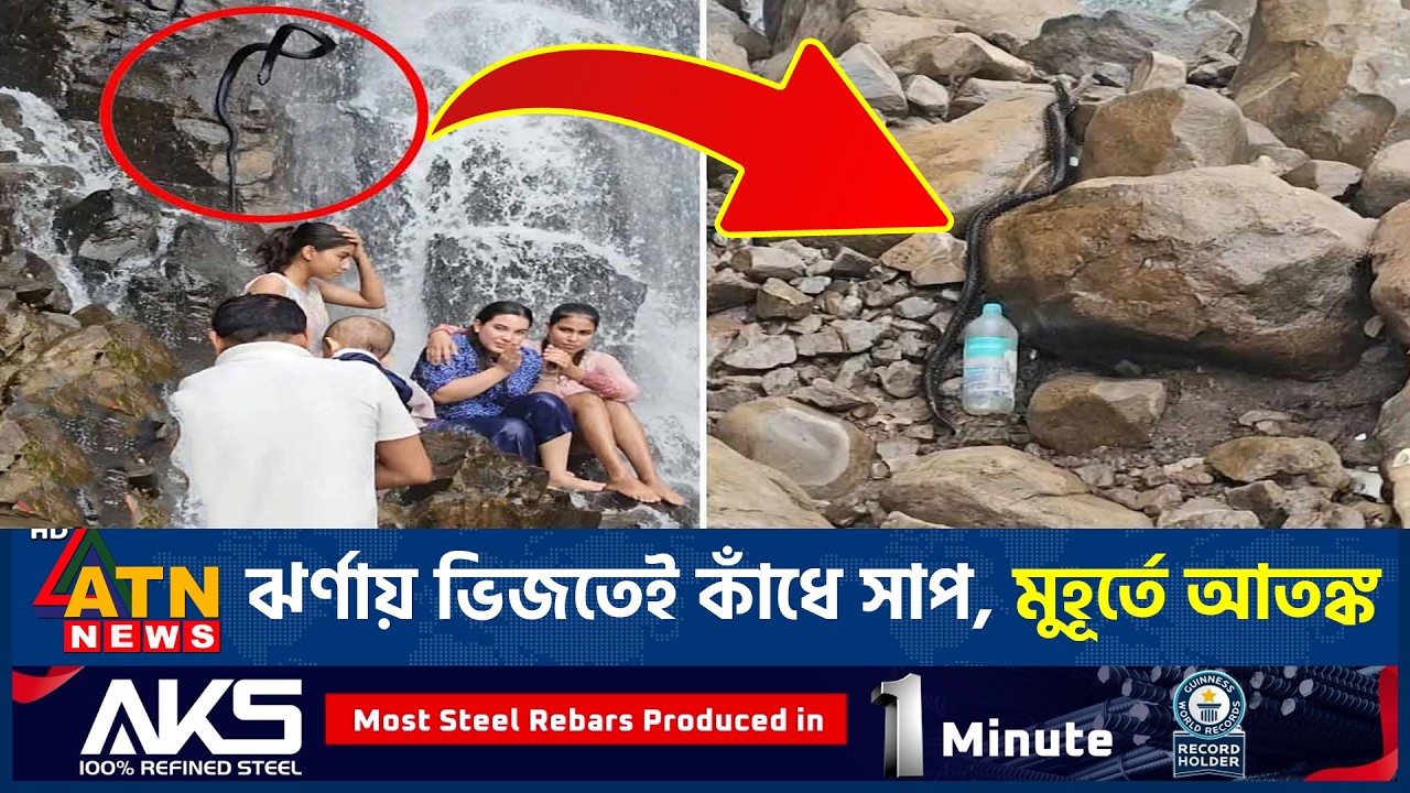 ঝর্ণায় ভিজতে গিয়ে কাঁধে পড়ল বিশাল সাপ, অতঃপর... | Snake Attack | Waterfall | ATN News