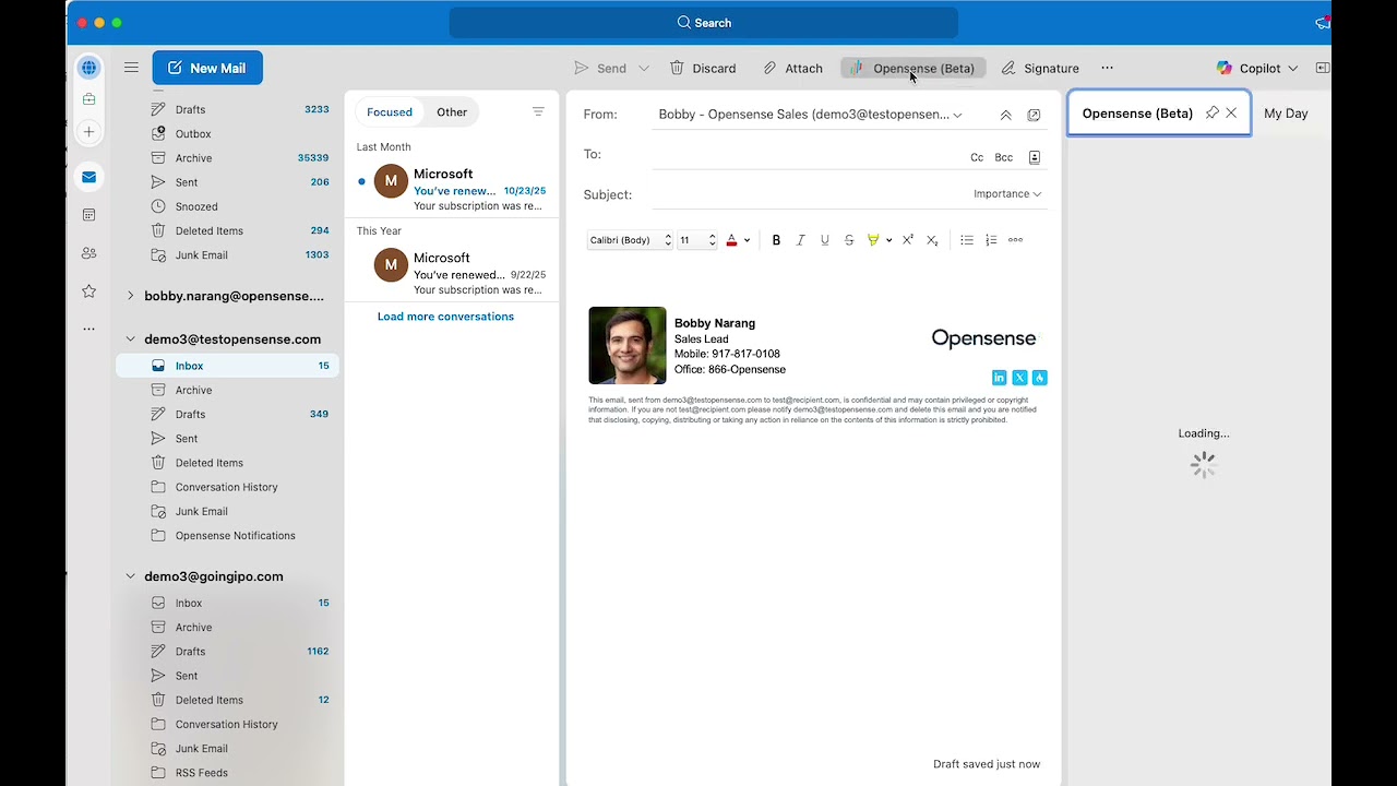 Outlook Email Signature Add-In Demo | Opensense for Microsoft 365 & GCC High