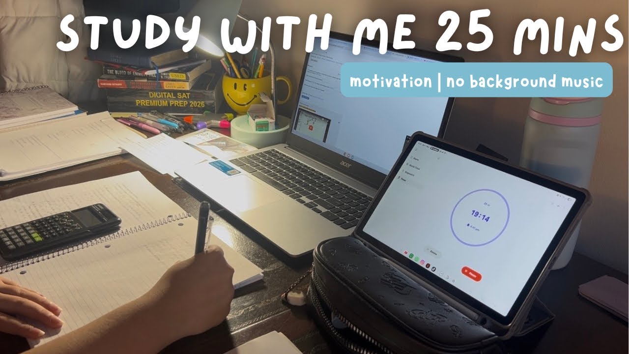 25 min Pomodoro Study With Me | Real Time | College | No Music