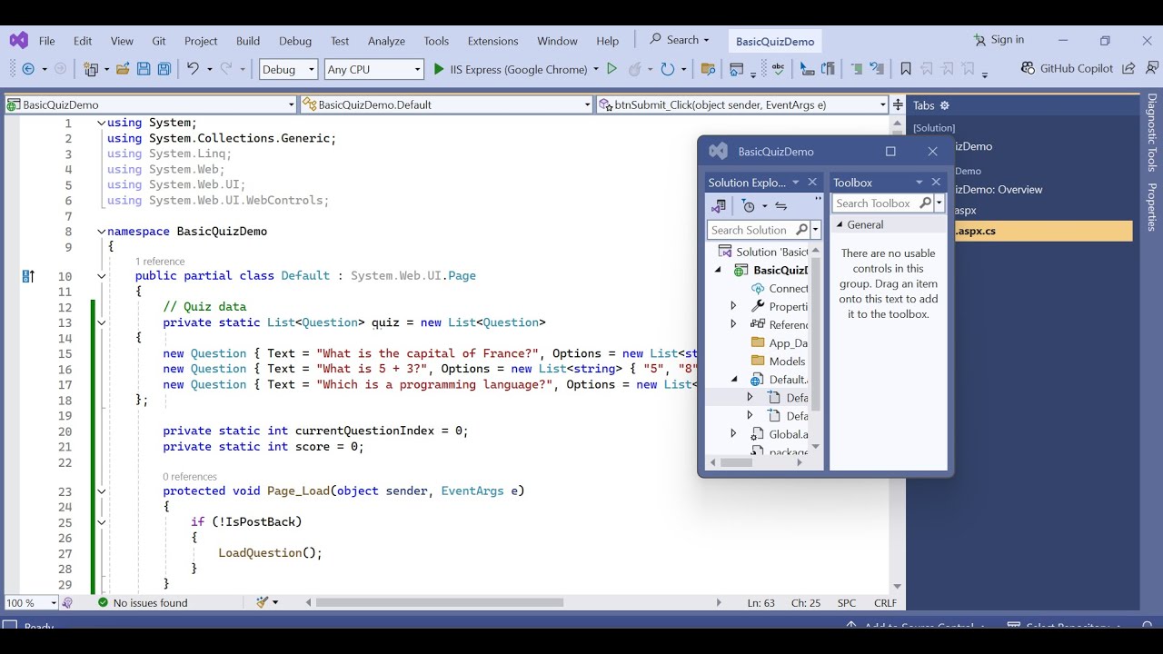 Create a Dynamic Quiz in ASP.NET Web Forms with C# 🚀 | Step-by-Step Tutorial