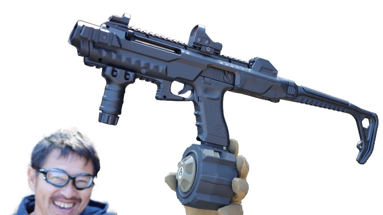 マルイ グロック18c AW カスタム ストック コンバージョン + HFC 145連ドラムマガジン ガスガン マック堺 レビュー