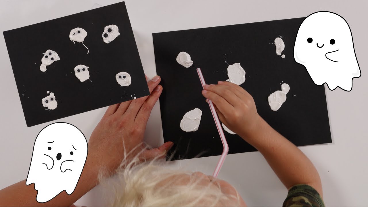 How To Make Straw Ghosts | Paint Blowing Project For Kids | Halloween 2022 Craft Ideas