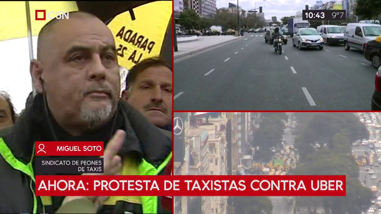 Protesta de taxistas contra Uber en el Centro porte&ntilde;o