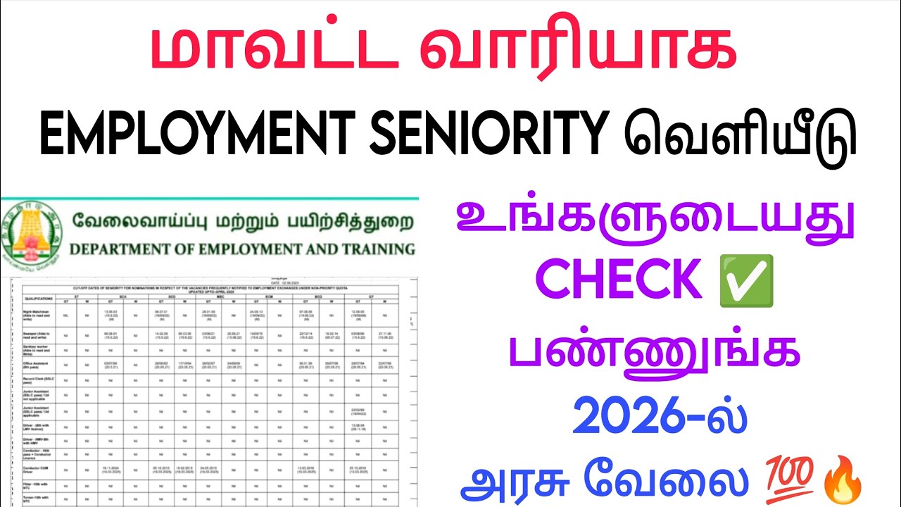 Employment seniority list check tamil / employment registration/ Employment seniority update 