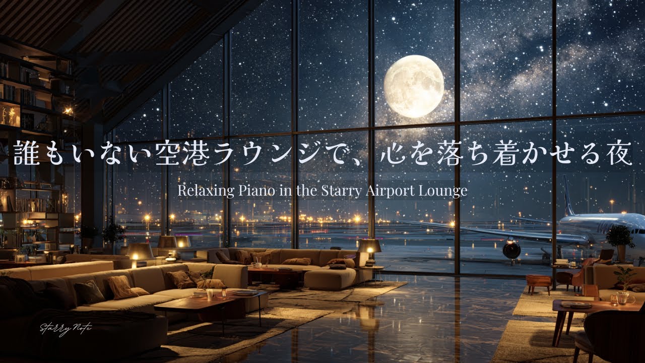 【癒しのピアノBGM】誰もいない星降る空港ラウンジで、心を落ち着かせる夜｜Relaxing Piano in the Empty Airport Lounge