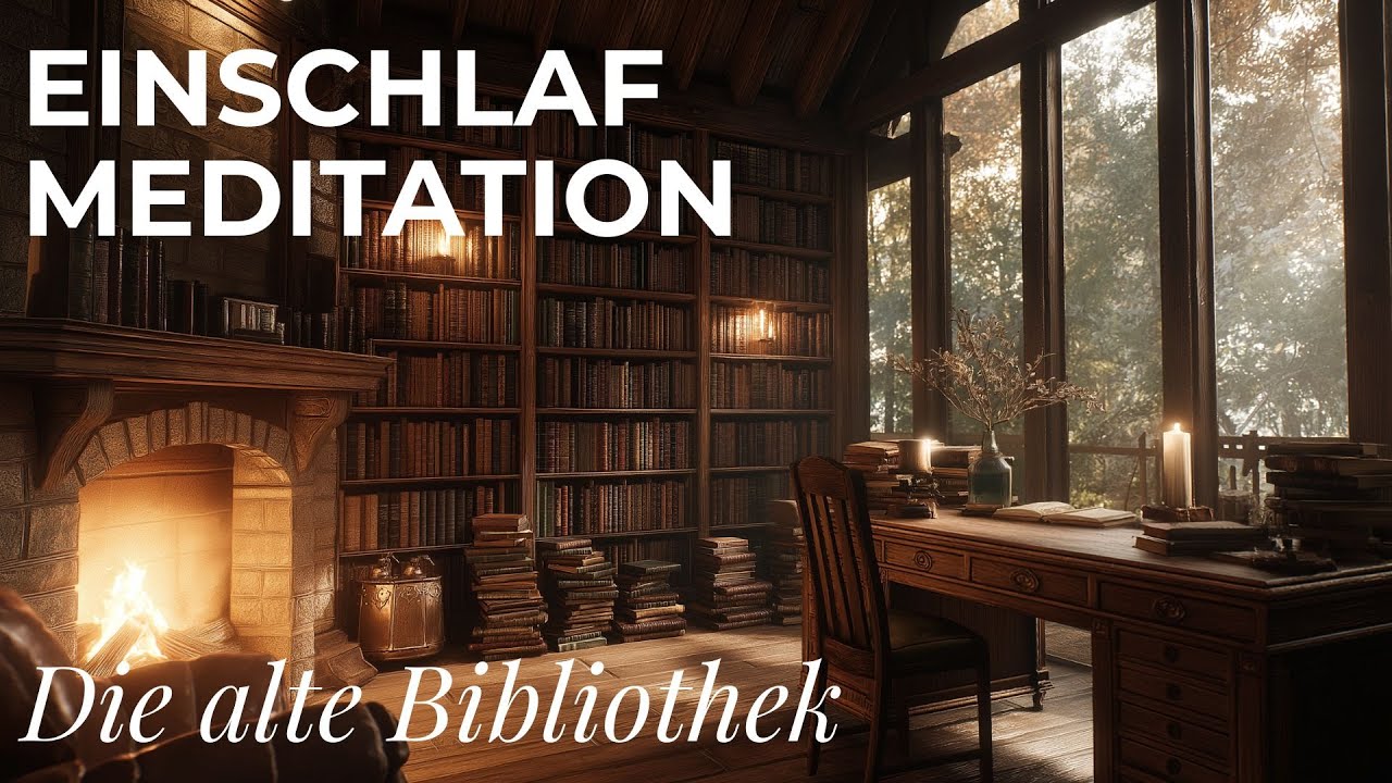 Einschlafmeditation mit Progressiver Muskelentspannung | Alte Bibliothek | mit Musik & Geräuschen