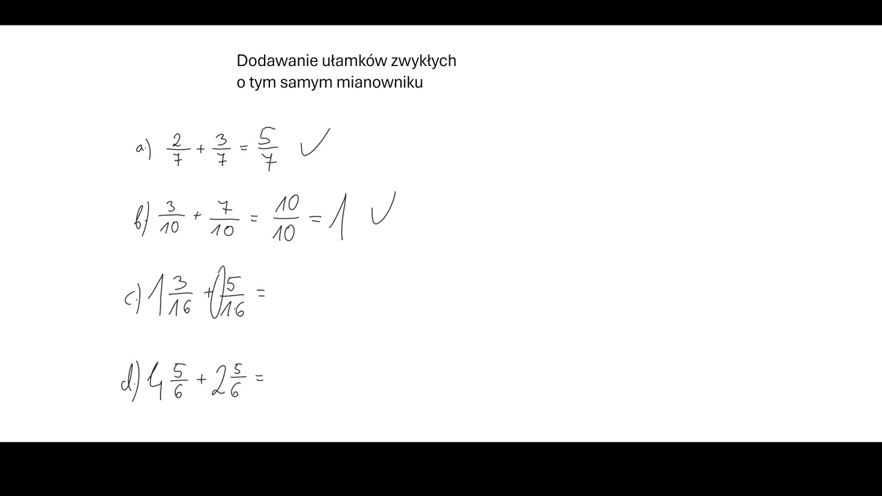 Dodawanie ułamków zwykłych