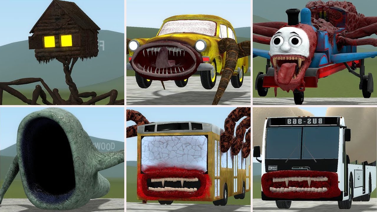 SEA EATER, CAR EATER, HOUSEHEAD BUS EATER, TRAIN EATER, BLOOP VS ALL TREVOR HENDERSON BATTLE In GMOD