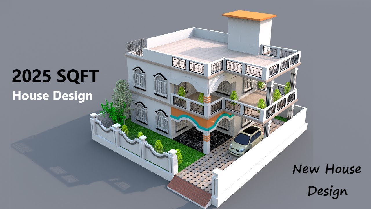 2025 SQFT House Design , 45 by 45 House Plan with Parking Area, New House Design