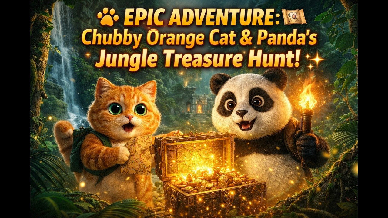 🐾 Epic Adventure: Chubby Orange Cat & Panda’s Jungle Treasure Hunt! 🗺️✨