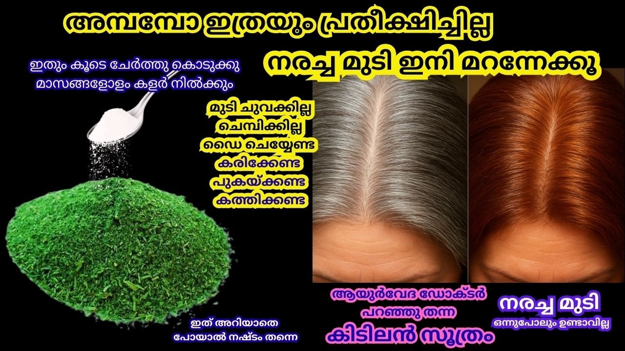 ഇതൊന്നു മതിഎത്ര നരച്ച മുടിയും വേരോടെകട്ട കറുപ്പാക്കുംമാസങ്ങളോളം ഇരിക്കുംnatural black hair coloring