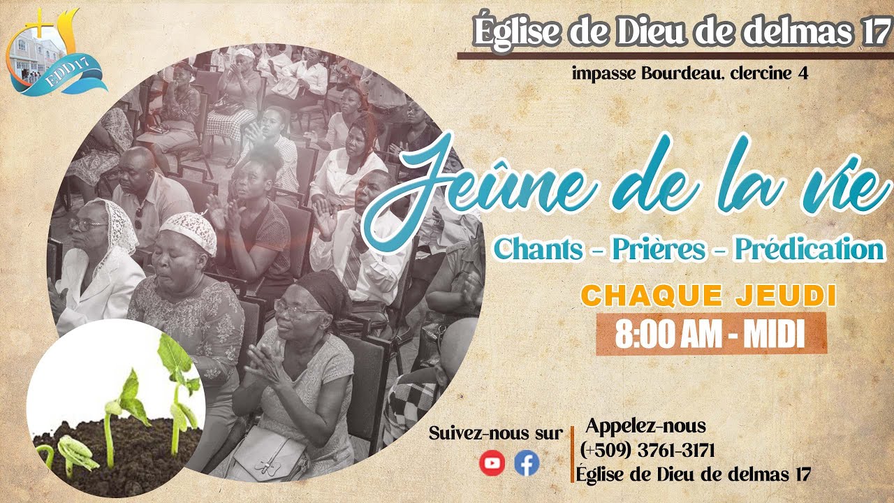 EN DIRECT | JEUNE DE LA VIE | Église de Dieu Delmas 17 | JEUDI 15 Janvier 2026