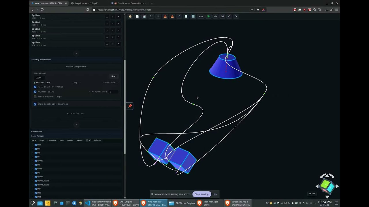 BREP.io early demo of wire harness routing