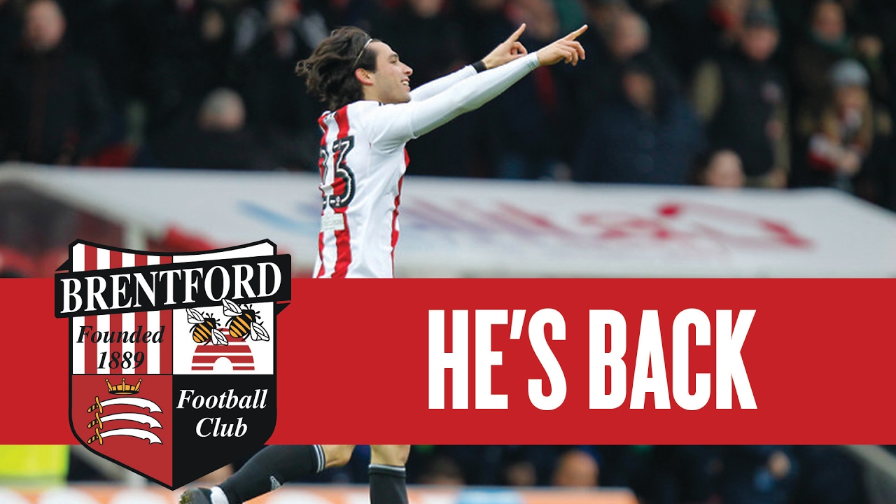 Jota scores his first goal back at Griffin Park with a cheeky flick