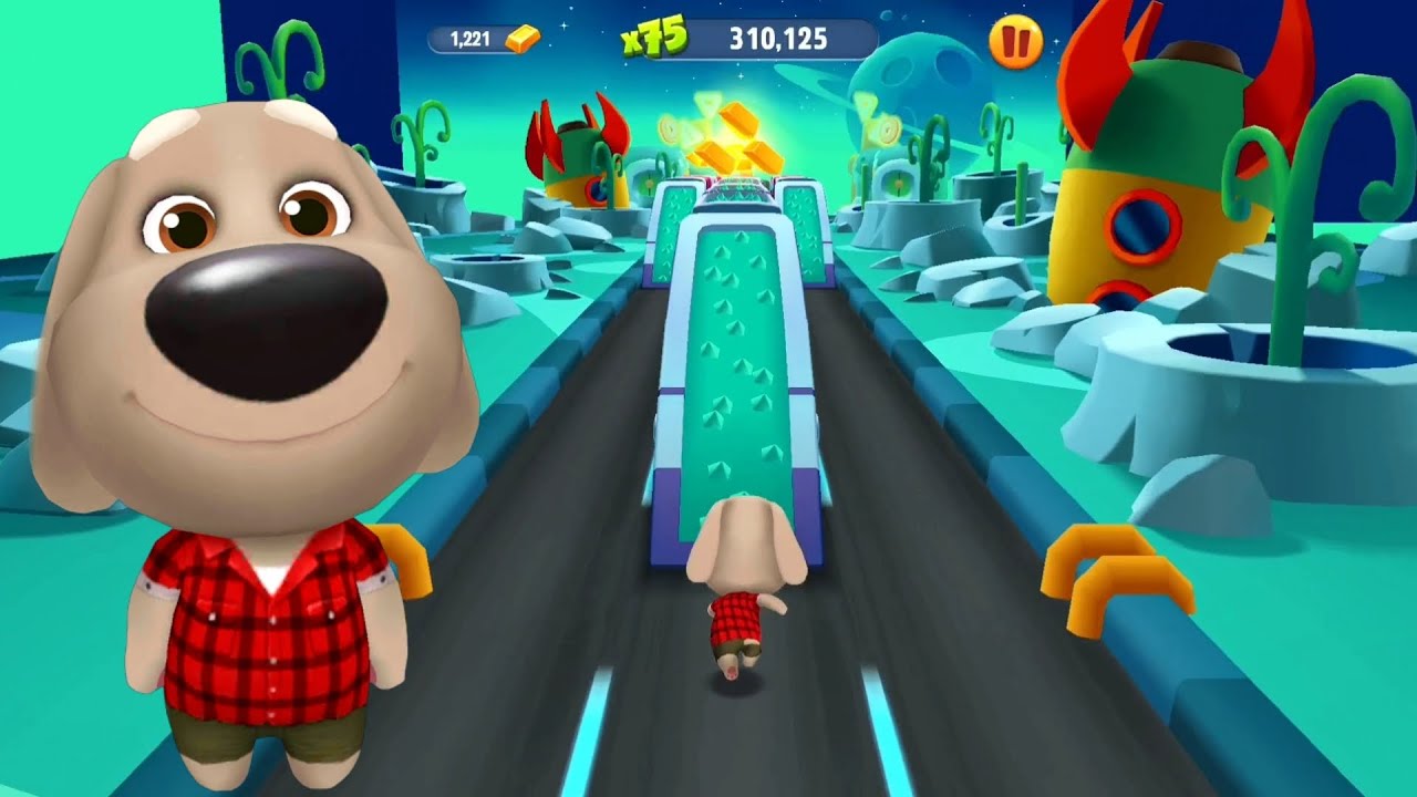 Talking Tom Gold Run | Talking Ben And Raccoon Fight On Wacky Planet | Full Screen Game