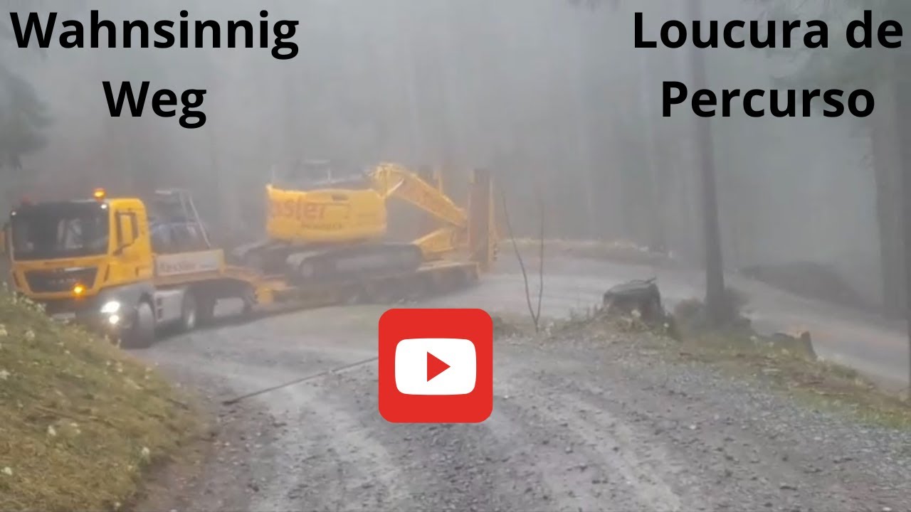 Baggertransport: Was für eine gefährliche Strecke! Wahnsinn(Que estrada perigoso! )