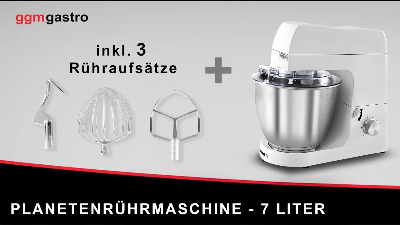 Planetenrührmaschine - 7 Liter - 800 Watt - inkl. 3 Rühraufsätze - RMH7-W - GGM Gastro