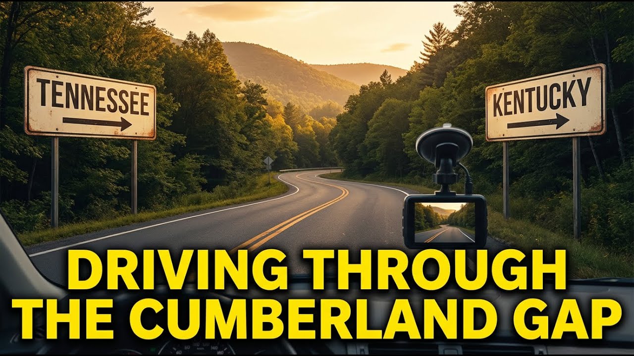 Driving through The Cumberland Gap from Tennessee to Kentucky