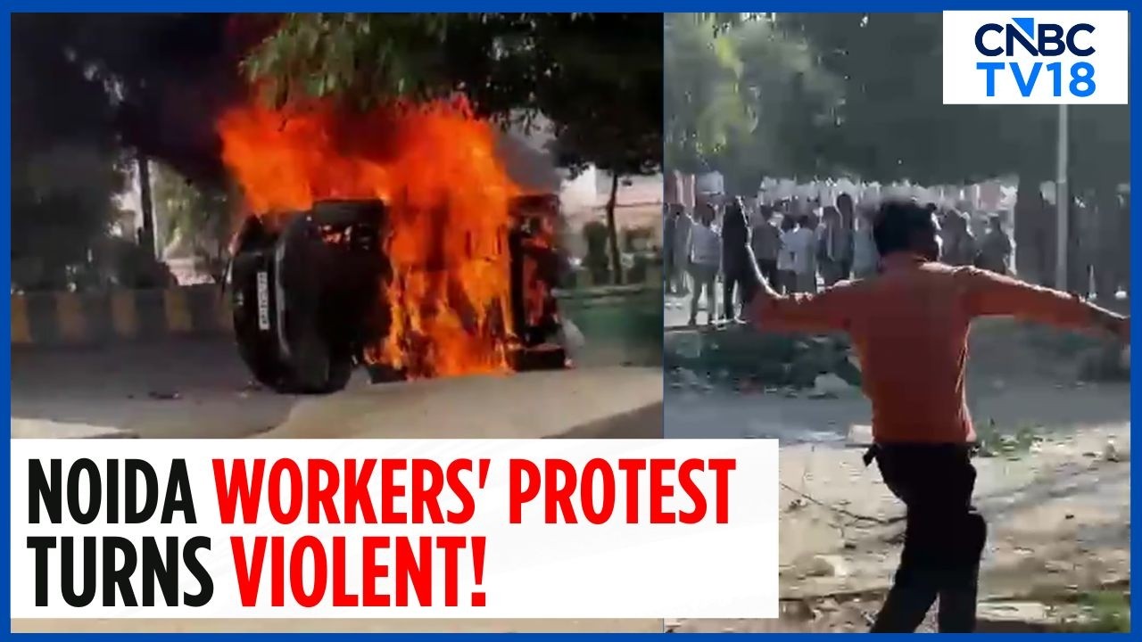 Workers' Protests Continues For Third Day In Noida | Roads Blocked In Phase 2 & Sector 60 | N18V
