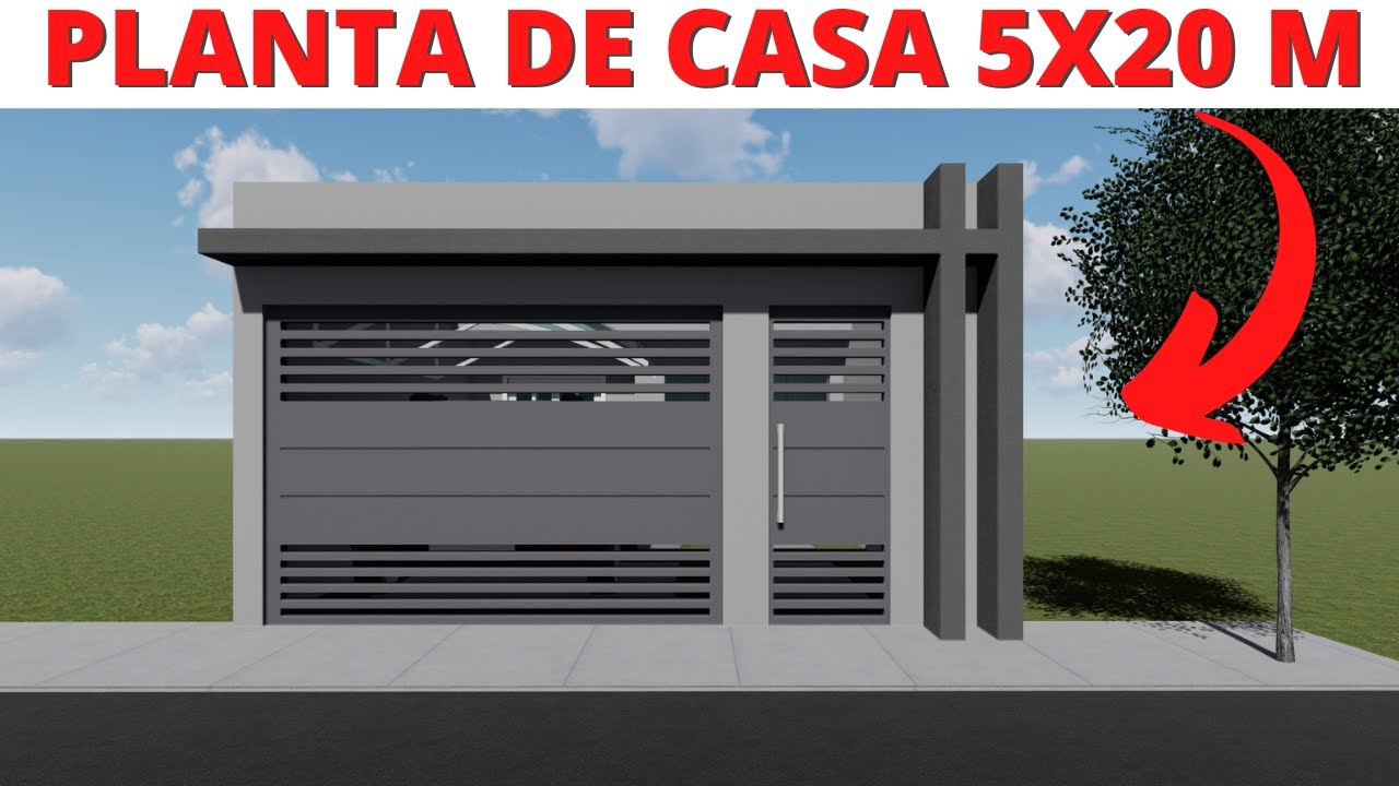 PLANTA DE CASA COM 03 QUARTOS (01 SUÍTE) -  5X20 METROS!