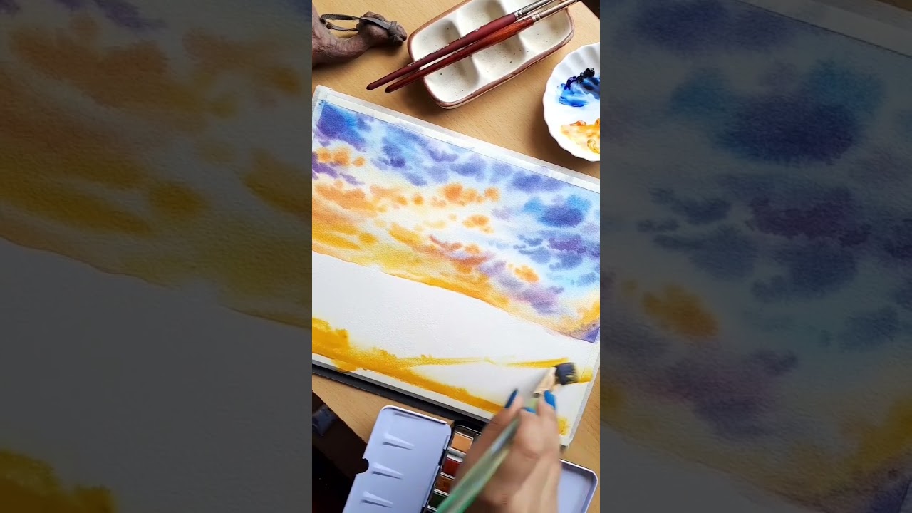 Lets paint the desert in watercolor🧡💙.