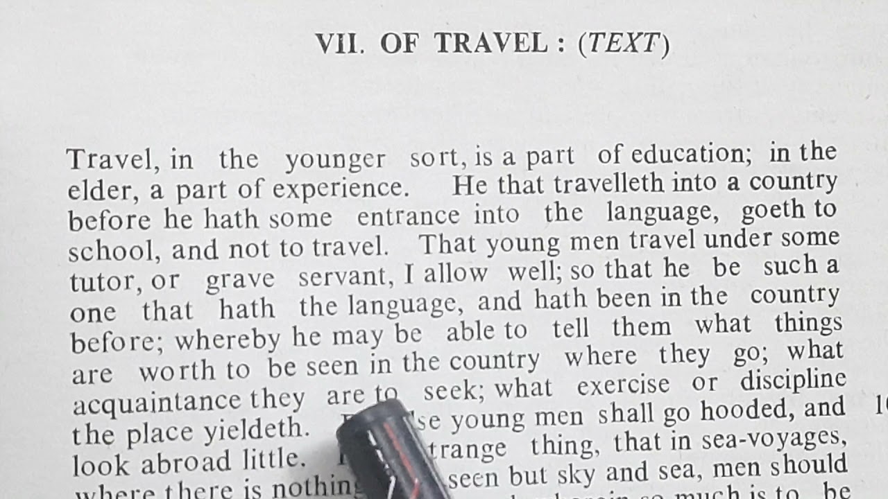 Bacon's 'Of Travel' fully explained in Hindi by Sulekha Jadaun